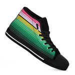 Colorful Mexican Serape Stripe Print Black High Top Shoes