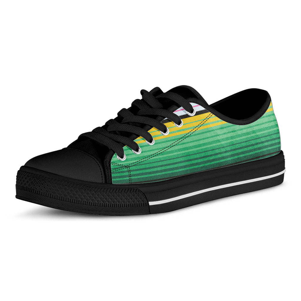 Colorful Mexican Serape Stripe Print Black Low Top Shoes