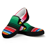 Colorful Mexican Serape Stripe Print Black Slip On Shoes