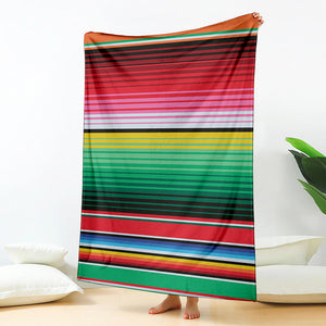 Colorful Mexican Serape Stripe Print Blanket