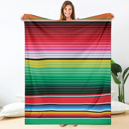 Colorful Mexican Serape Stripe Print Blanket