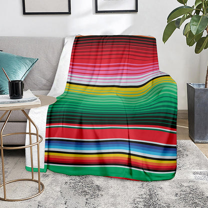 Colorful Mexican Serape Stripe Print Blanket