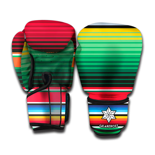Colorful Mexican Serape Stripe Print Boxing Gloves