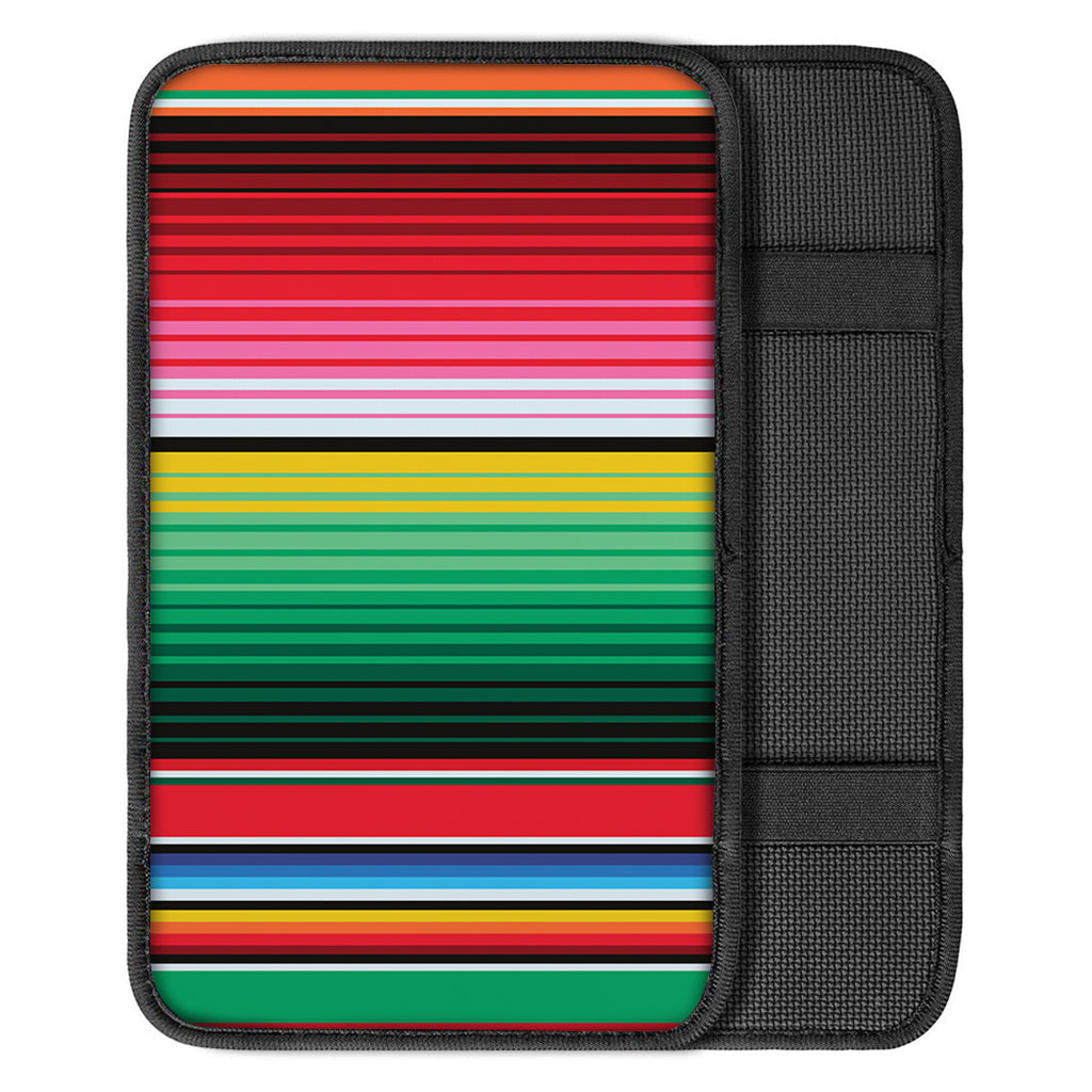 Colorful Mexican Serape Stripe Print Car Center Console Cover