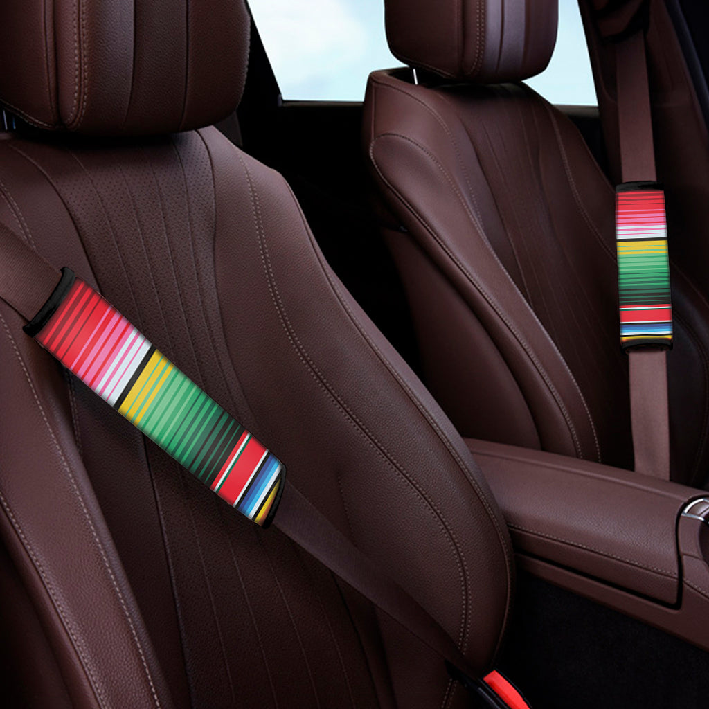 Colorful Mexican Serape Stripe Print Car Seat Belt Covers