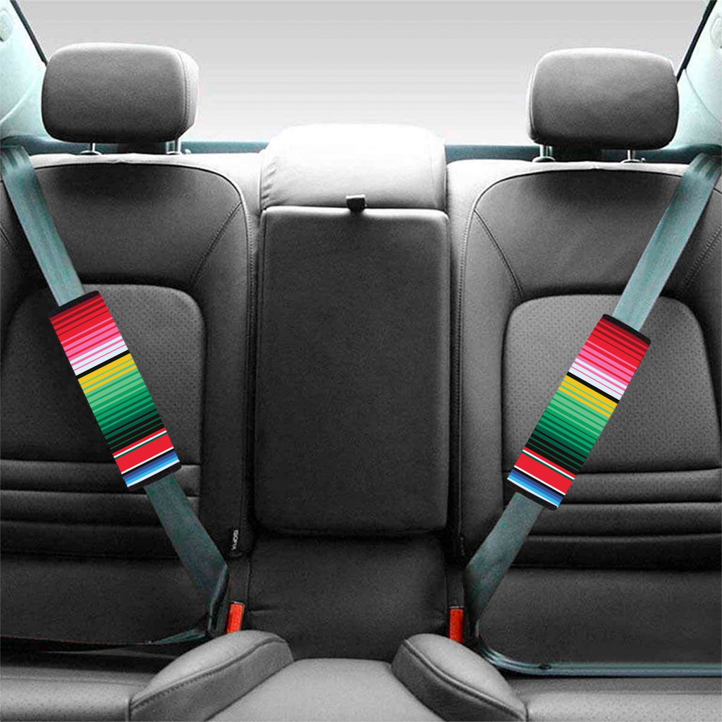 Colorful Mexican Serape Stripe Print Car Seat Belt Covers