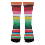 Colorful Mexican Serape Stripe Print Crew Socks