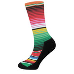 Colorful Mexican Serape Stripe Print Crew Socks
