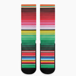 Colorful Mexican Serape Stripe Print Crew Socks
