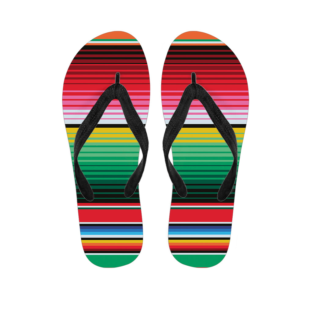 Colorful Mexican Serape Stripe Print Flip Flops