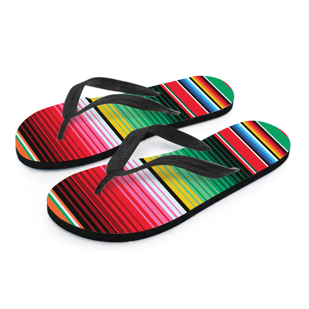 Colorful Mexican Serape Stripe Print Flip Flops