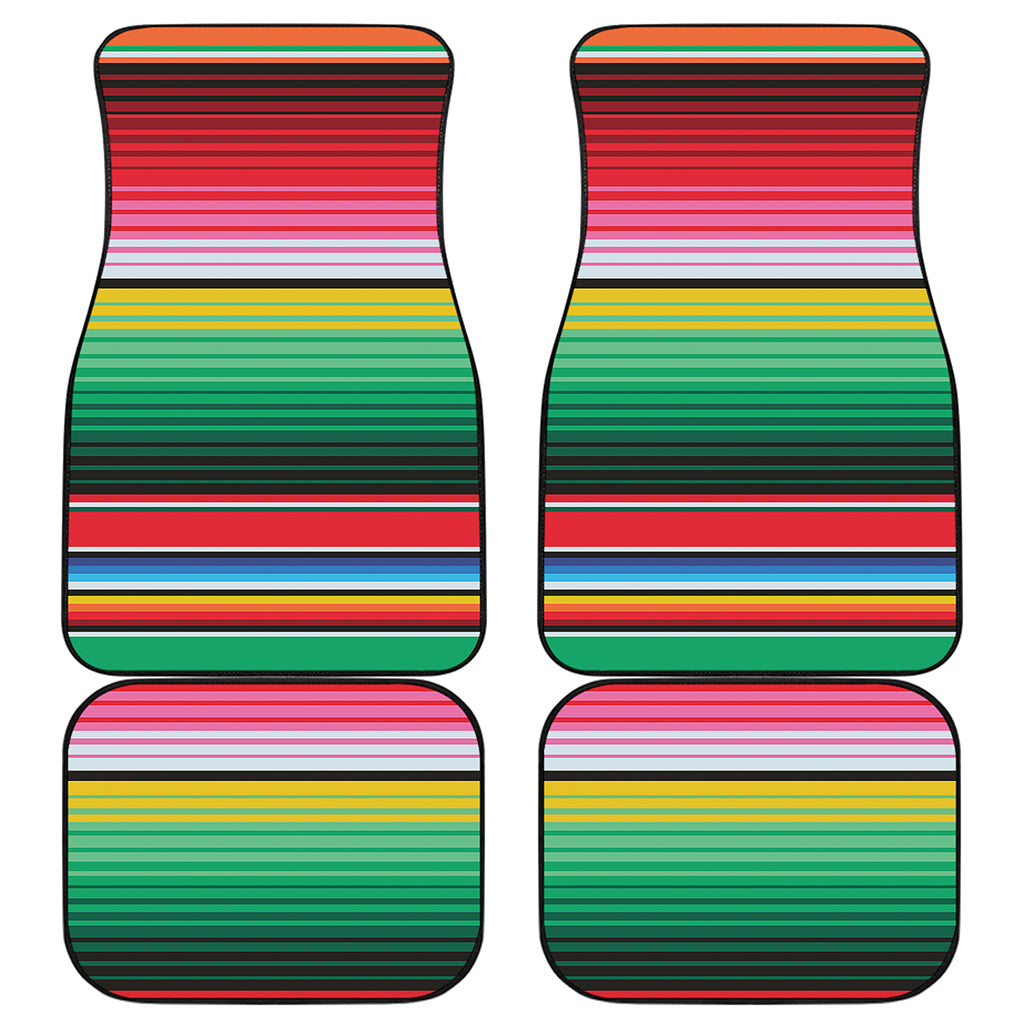 Colorful Mexican Serape Stripe Print Front and Back Car Floor Mats