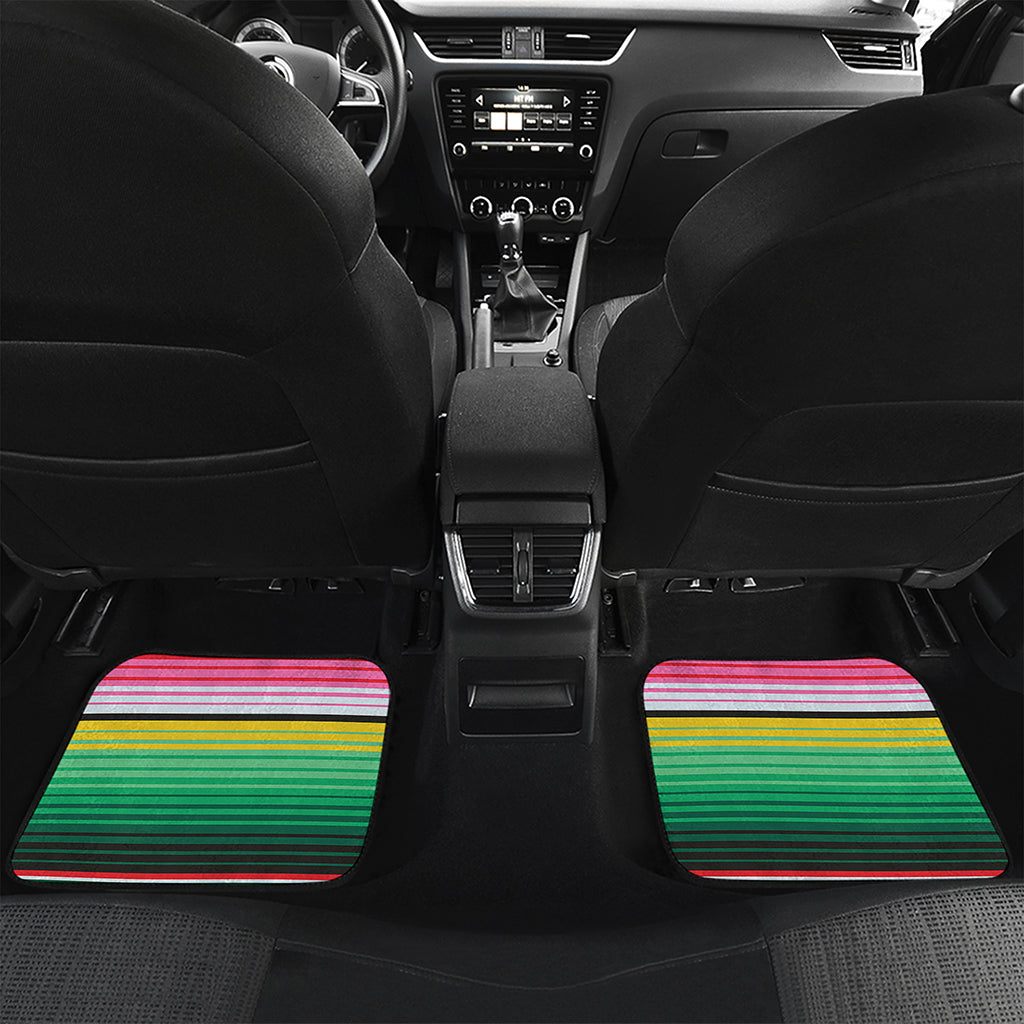 Colorful Mexican Serape Stripe Print Front and Back Car Floor Mats