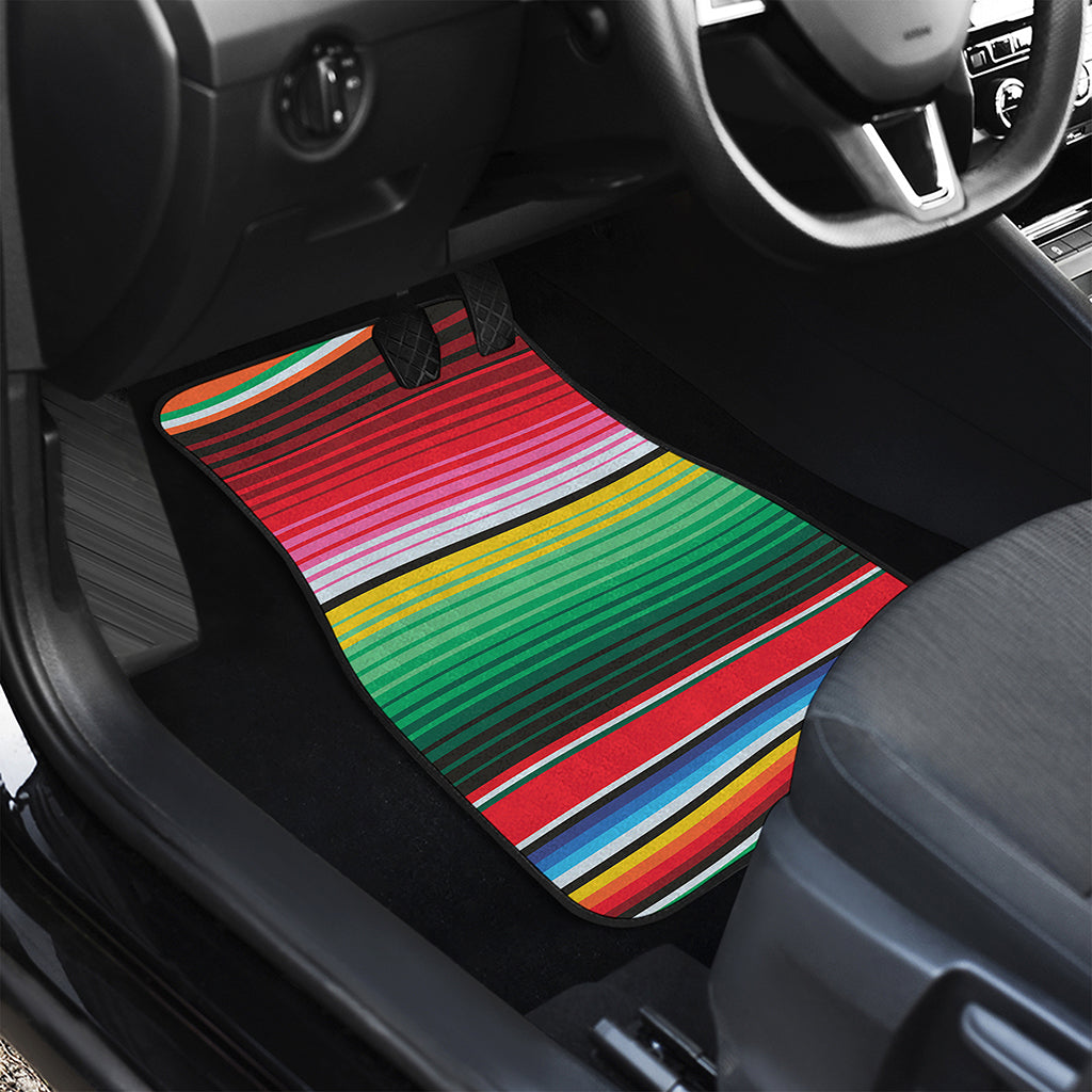Colorful Mexican Serape Stripe Print Front and Back Car Floor Mats