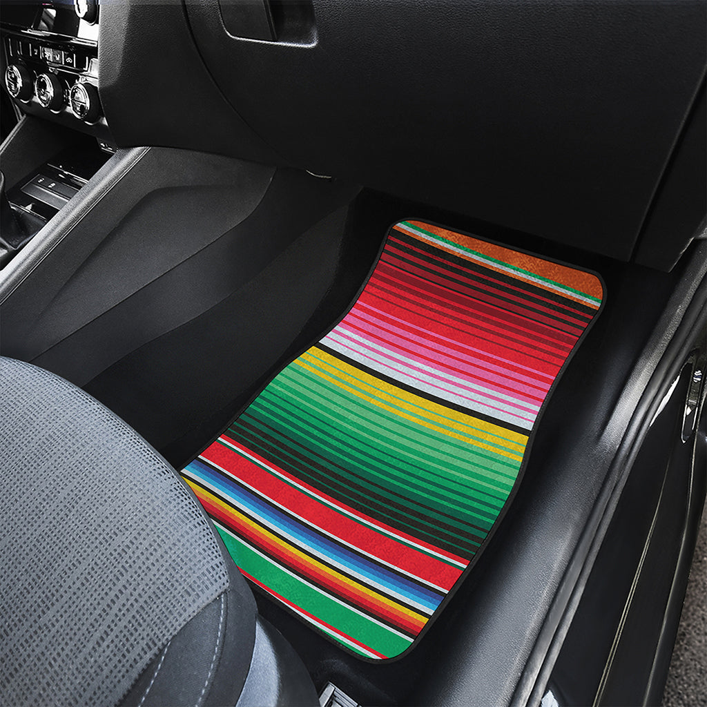 Colorful Mexican Serape Stripe Print Front and Back Car Floor Mats