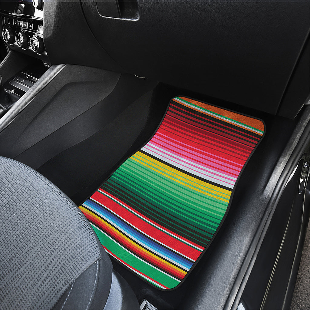 Colorful Mexican Serape Stripe Print Front Car Floor Mats