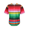 Colorful Mexican Serape Stripe Print Men's Baseball Jersey