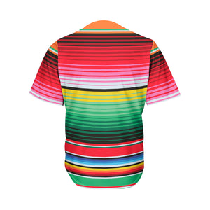 Colorful Mexican Serape Stripe Print Men's Baseball Jersey