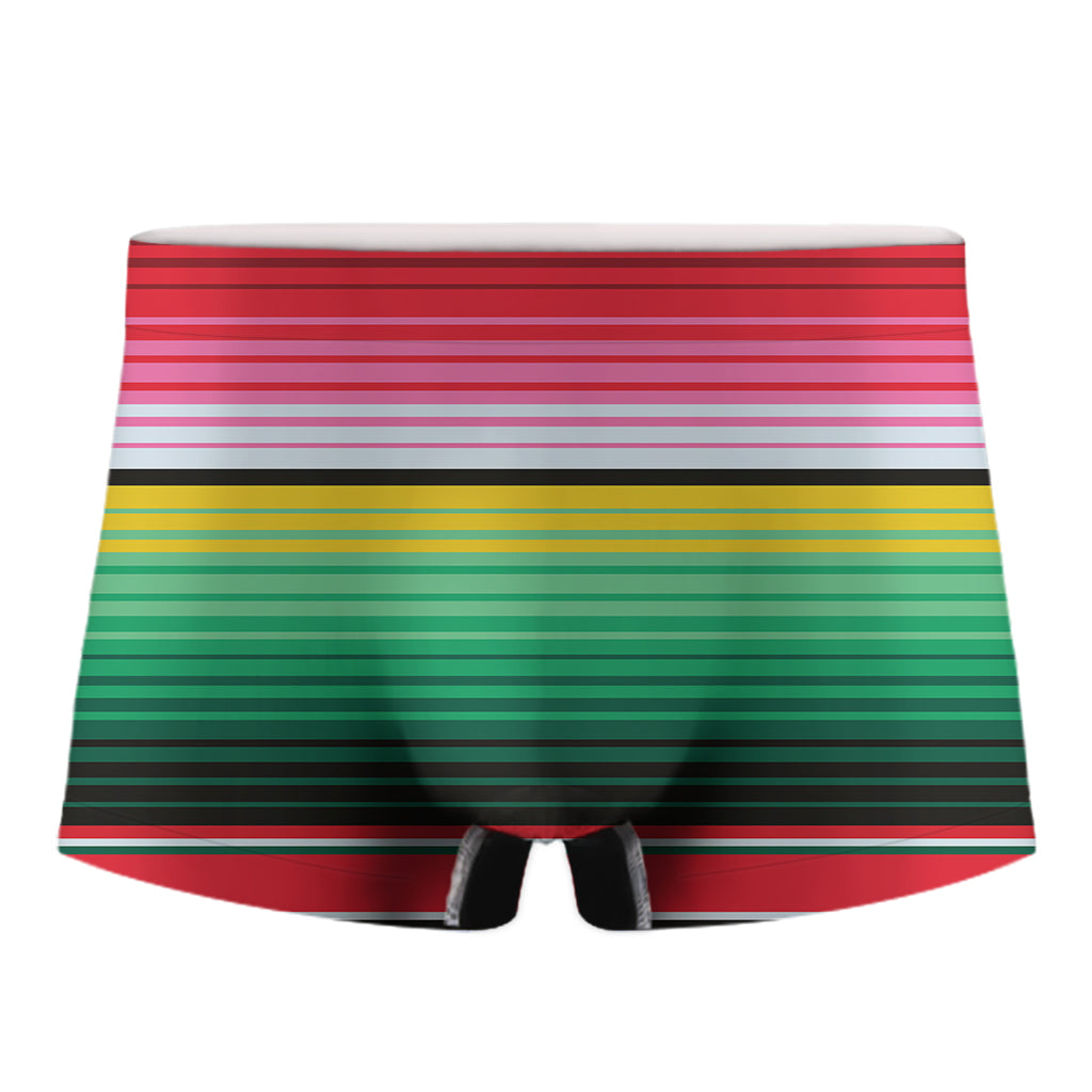 Colorful Mexican Serape Stripe Print Men's Boxer Briefs