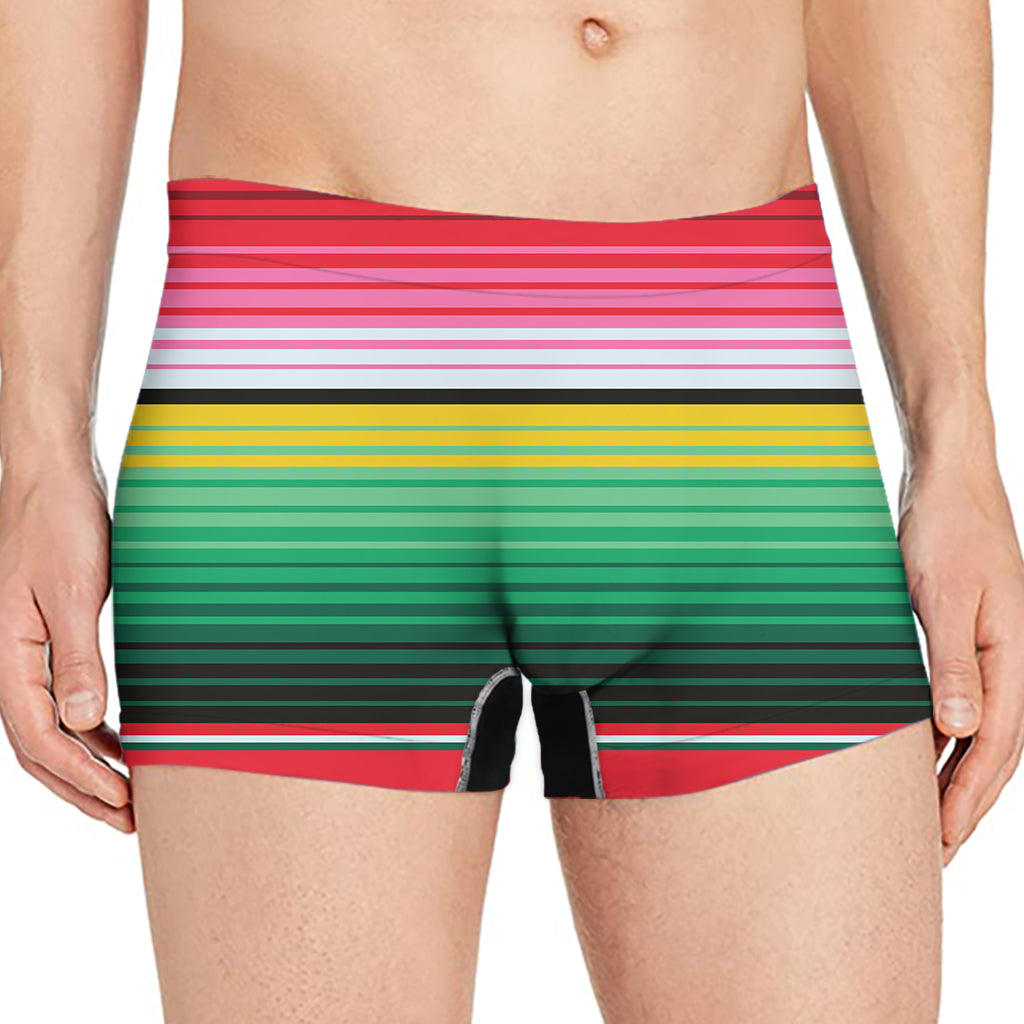 Colorful Mexican Serape Stripe Print Men's Boxer Briefs