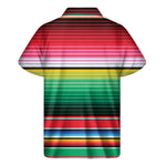 Colorful Mexican Serape Stripe Print Men's Short Sleeve Shirt