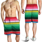 Colorful Mexican Serape Stripe Print Men's Shorts