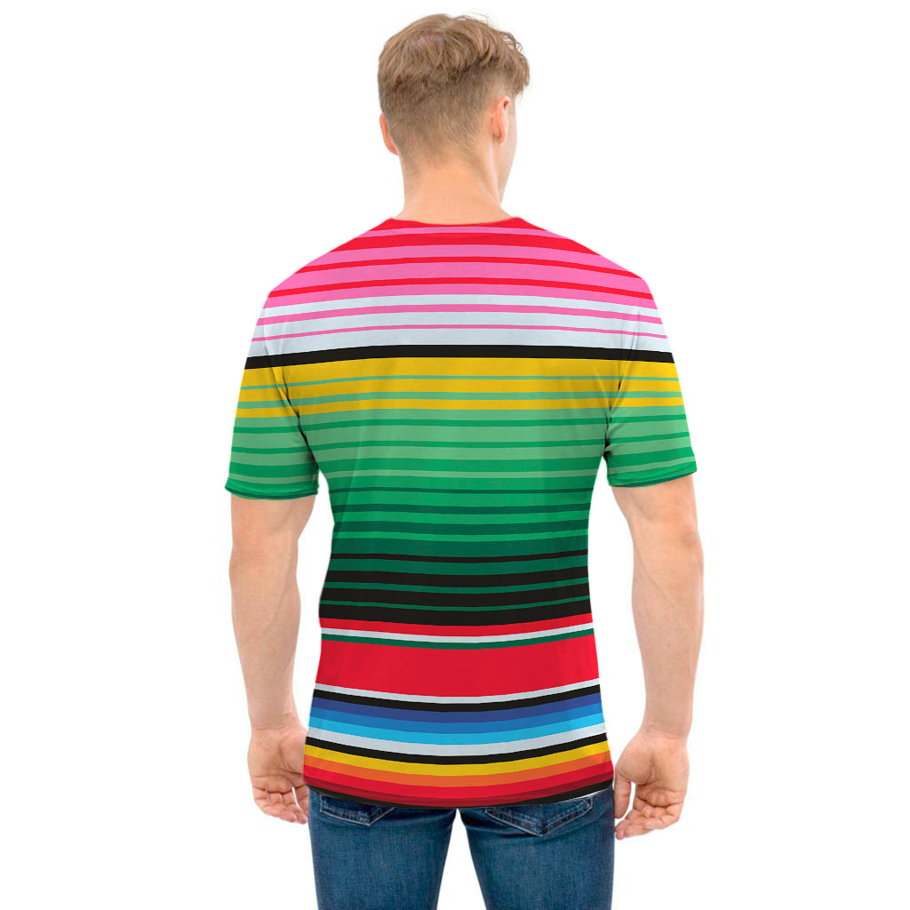 Colorful Mexican Serape Stripe Print Men's T-Shirt