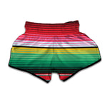 Colorful Mexican Serape Stripe Print Muay Thai Boxing Shorts