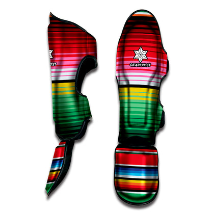 Colorful Mexican Serape Stripe Print Muay Thai Shin Guard