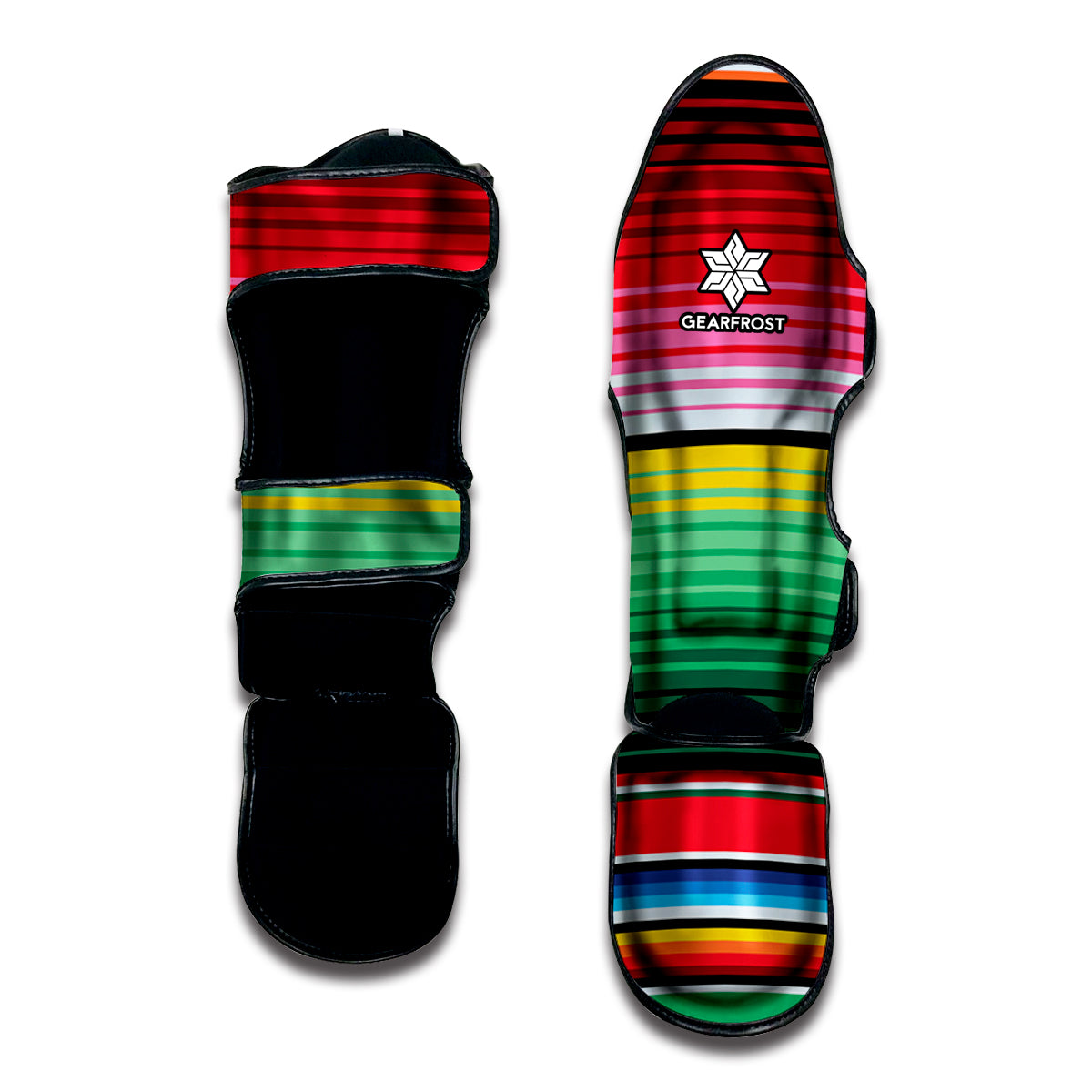 Colorful Mexican Serape Stripe Print Muay Thai Shin Guard