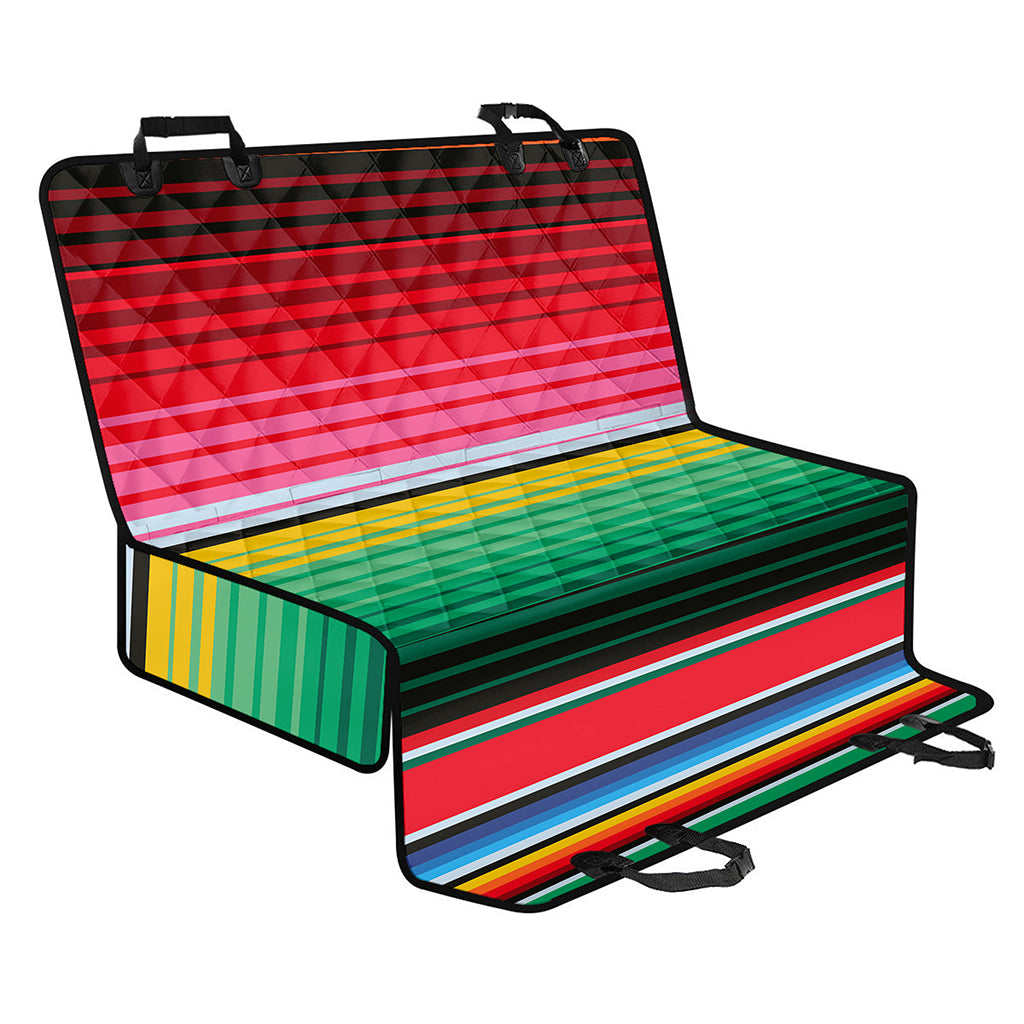 Colorful Mexican Serape Stripe Print Pet Car Back Seat Cover