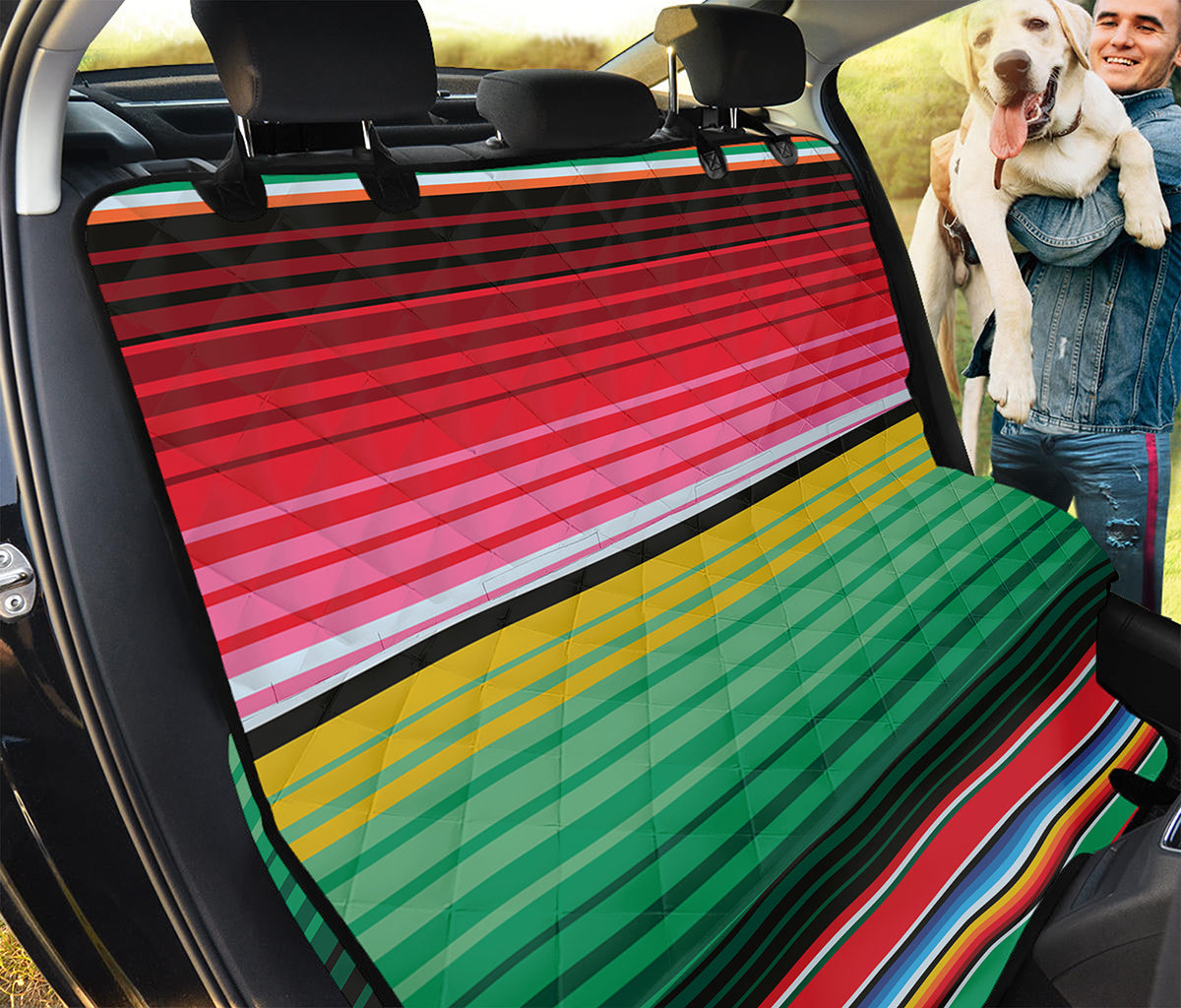 Colorful Mexican Serape Stripe Print Pet Car Back Seat Cover