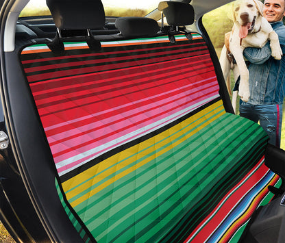 Colorful Mexican Serape Stripe Print Pet Car Back Seat Cover