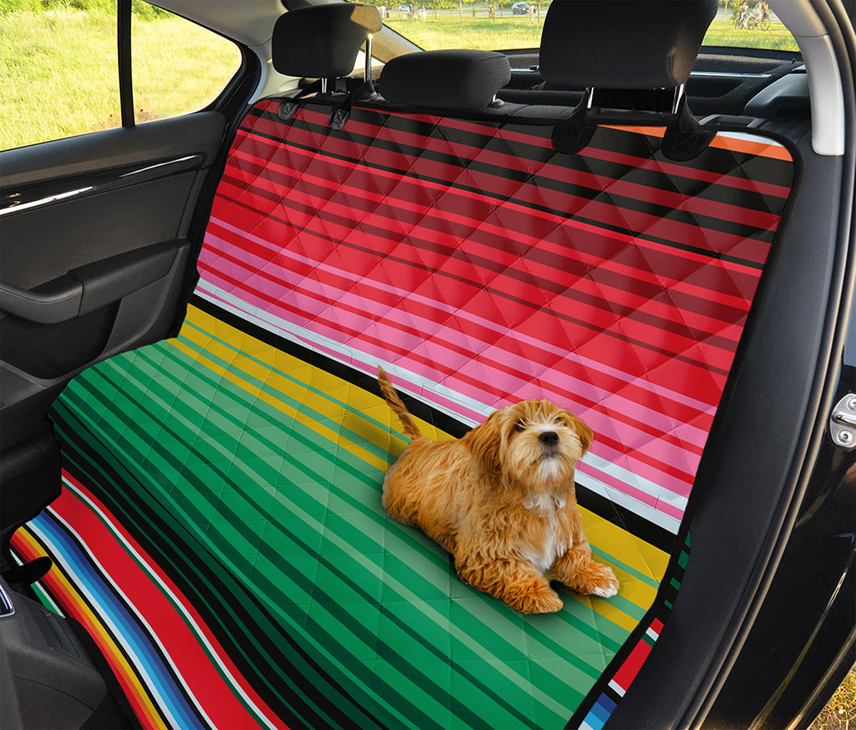 Colorful Mexican Serape Stripe Print Pet Car Back Seat Cover