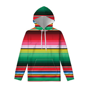 Colorful Mexican Serape Stripe Print Pullover Hoodie