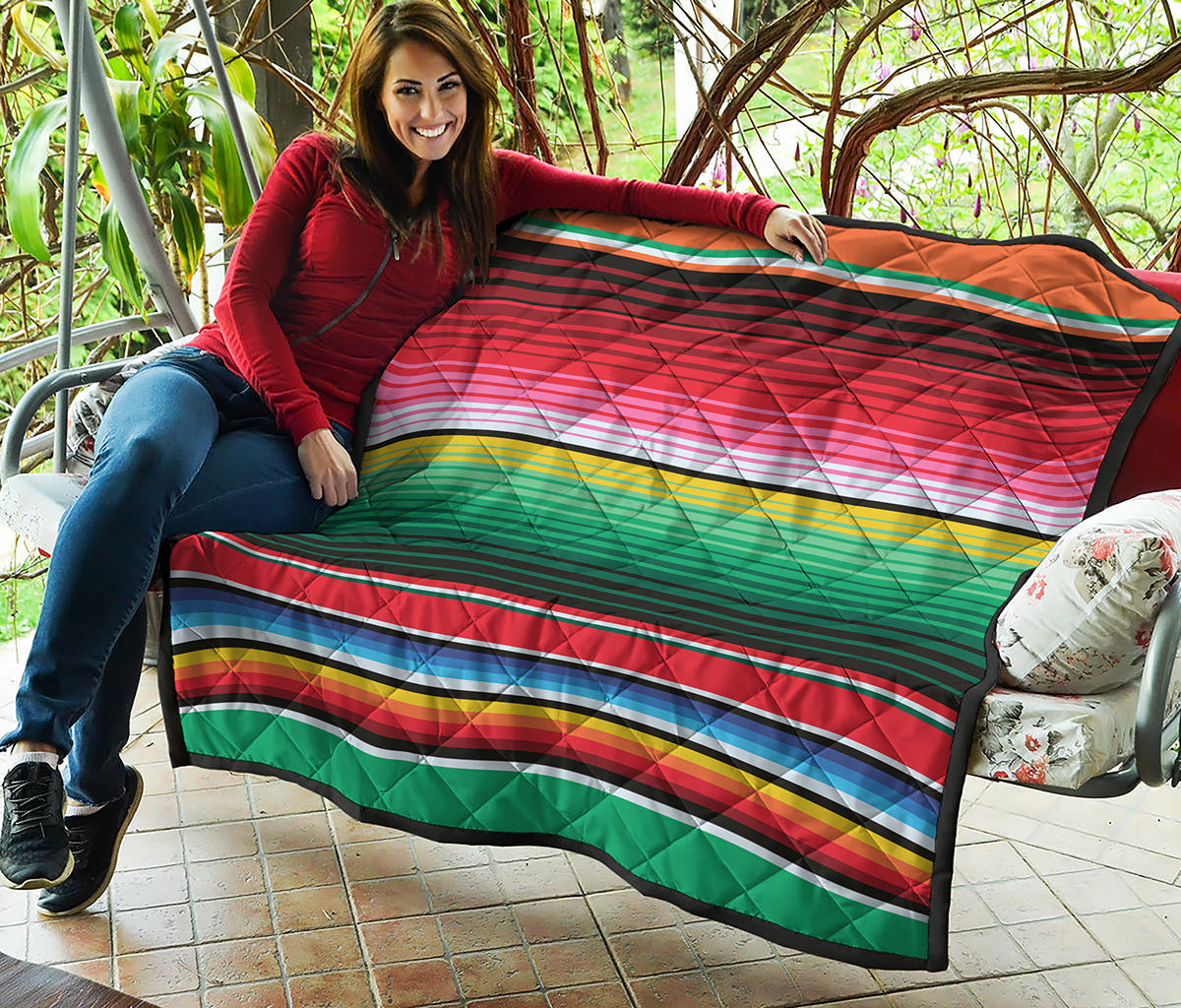 Colorful Mexican Serape Stripe Print Quilt