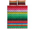 Colorful Mexican Serape Stripe Print Quilt Bed Set