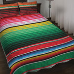 Colorful Mexican Serape Stripe Print Quilt Bed Set