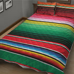 Colorful Mexican Serape Stripe Print Quilt Bed Set