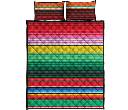 Colorful Mexican Serape Stripe Print Quilt Bed Set