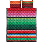 Colorful Mexican Serape Stripe Print Quilt Bed Set