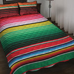 Colorful Mexican Serape Stripe Print Quilt Bed Set