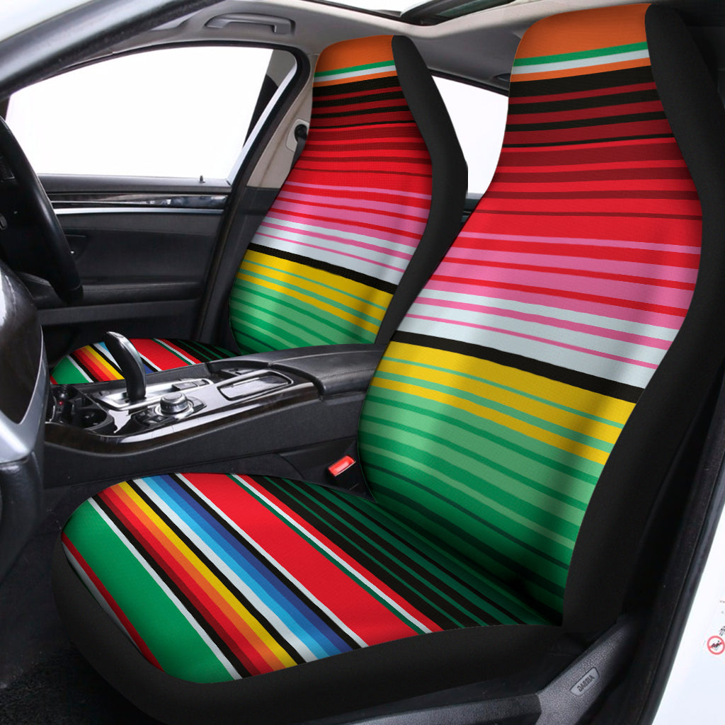 Colorful Mexican Serape Stripe Print Universal Fit Car Seat Covers