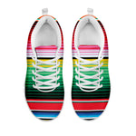 Colorful Mexican Serape Stripe Print White Sneakers