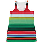 Colorful Mexican Serape Stripe Print Women's Racerback Tank Top