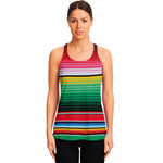 Colorful Mexican Serape Stripe Print Women's Racerback Tank Top