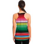 Colorful Mexican Serape Stripe Print Women's Racerback Tank Top