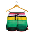 Colorful Mexican Serape Stripe Print Women's Shorts