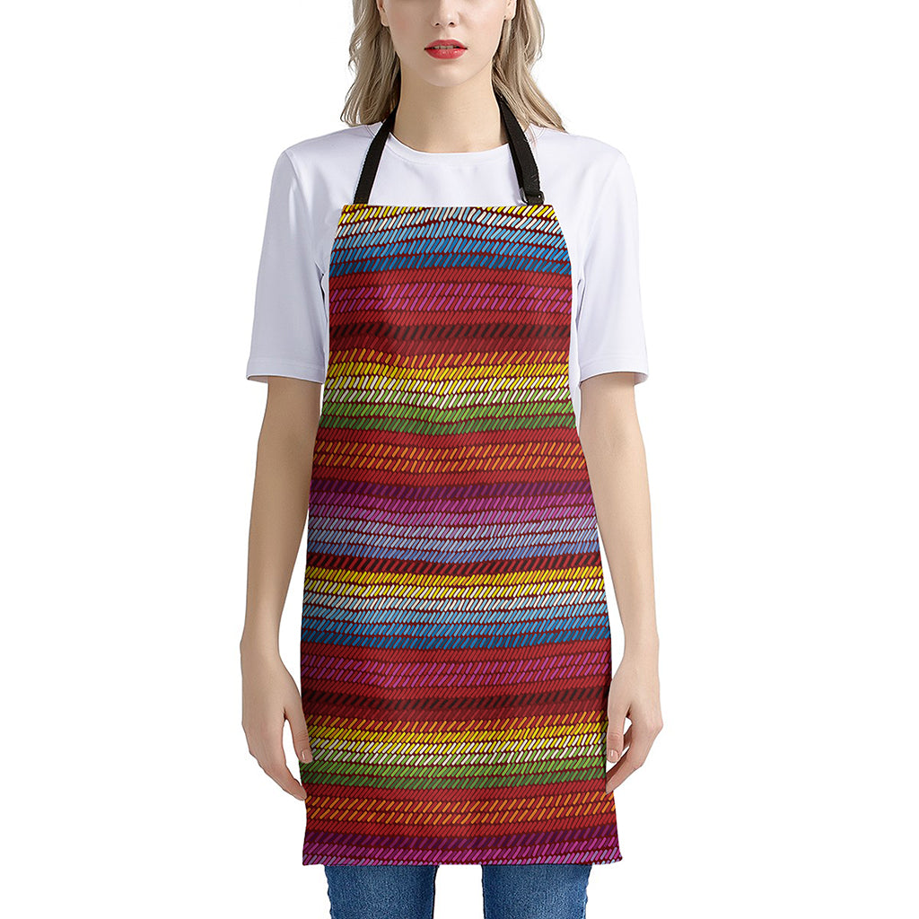 Colorful Mexican Woven Pattern Print Apron