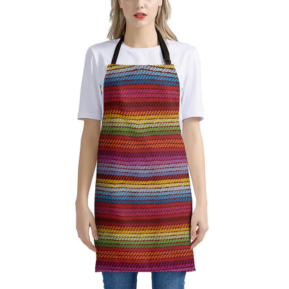 Colorful Mexican Woven Pattern Print Apron